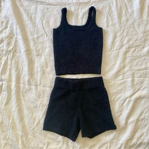Skims cozy collection knit tank and shorts